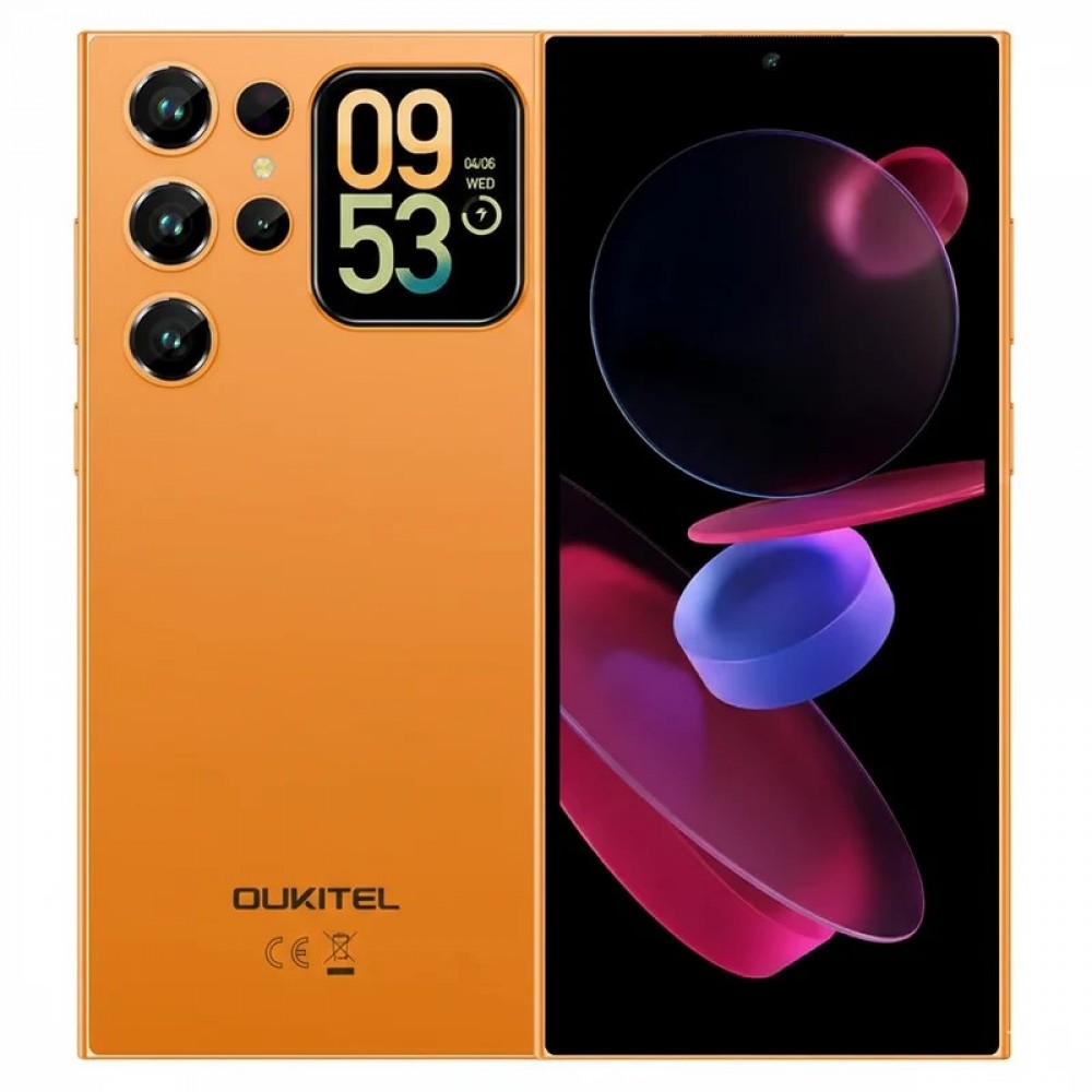 Smartphone Oukitel C62 cu ecran dual și 4/128 GB Orange