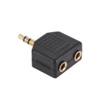 Adaptor stereo Jack 3.5mm tata la 2 jack 3.5mm mama, gold