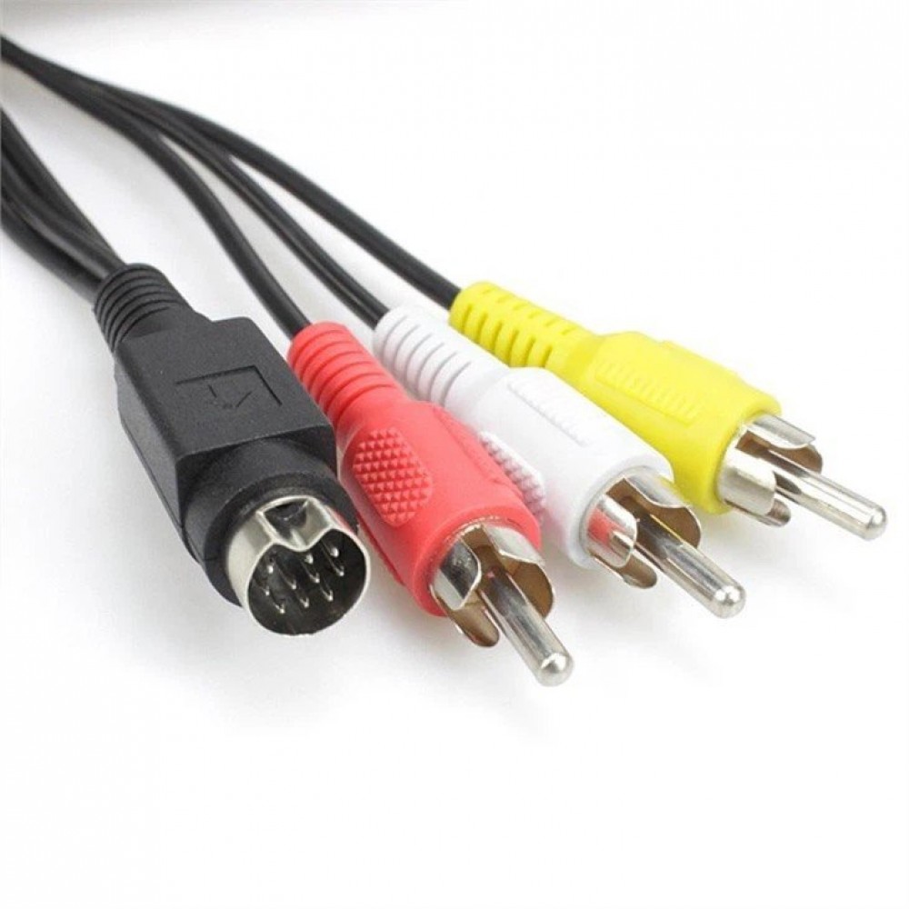 Cablu Mini Din 9/10 pini la 3x RCA pentru receptor satelit
