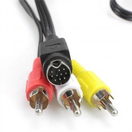Cablu Mini Din 9/10 pini la 3x RCA pentru receptor satelit