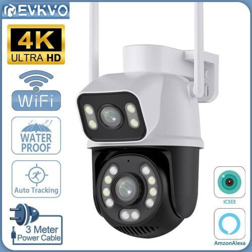 Camera IP WiFi Dual cu microfon, LED, sirenă și funcție dinamică albă