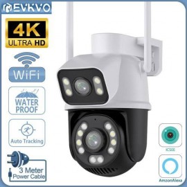 Camera IP WiFi Dual cu microfon, LED, sirenă și funcție dinamică albă