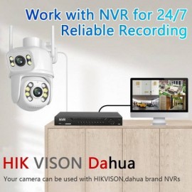 Camera IP WiFi Dual cu microfon, LED, sirenă și funcție dinamică albă