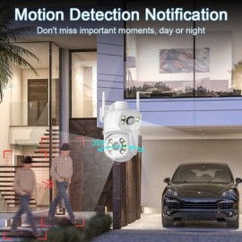 Camera IP WiFi Dual cu microfon, LED, sirenă și funcție dinamică albă