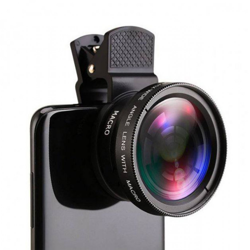 Lentilă universală pentru telefon cu unghi larg Lentile pentru telefon mobil Microspur Lentilă pentru telefon două-în-unul (37MM 0,45x 49UV)