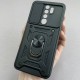 Husa de protecție cu suport magnetic antisok cu Popsocket pentru Redmi 9 Neagră