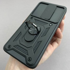 Husa de protecție cu suport magnetic antisok cu Popsocket pentru Redmi 9 Neagră