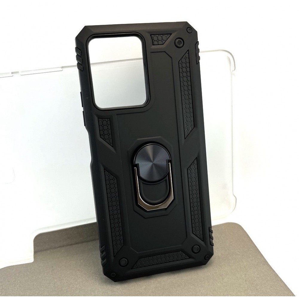 Husa de protecție cu suport magnetic antisok cu Popsocket pentru Redmi Note 12 4G Neagră