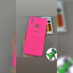 Husa spate cu logo pentru Samsung Galaxy A20s Roz-închis