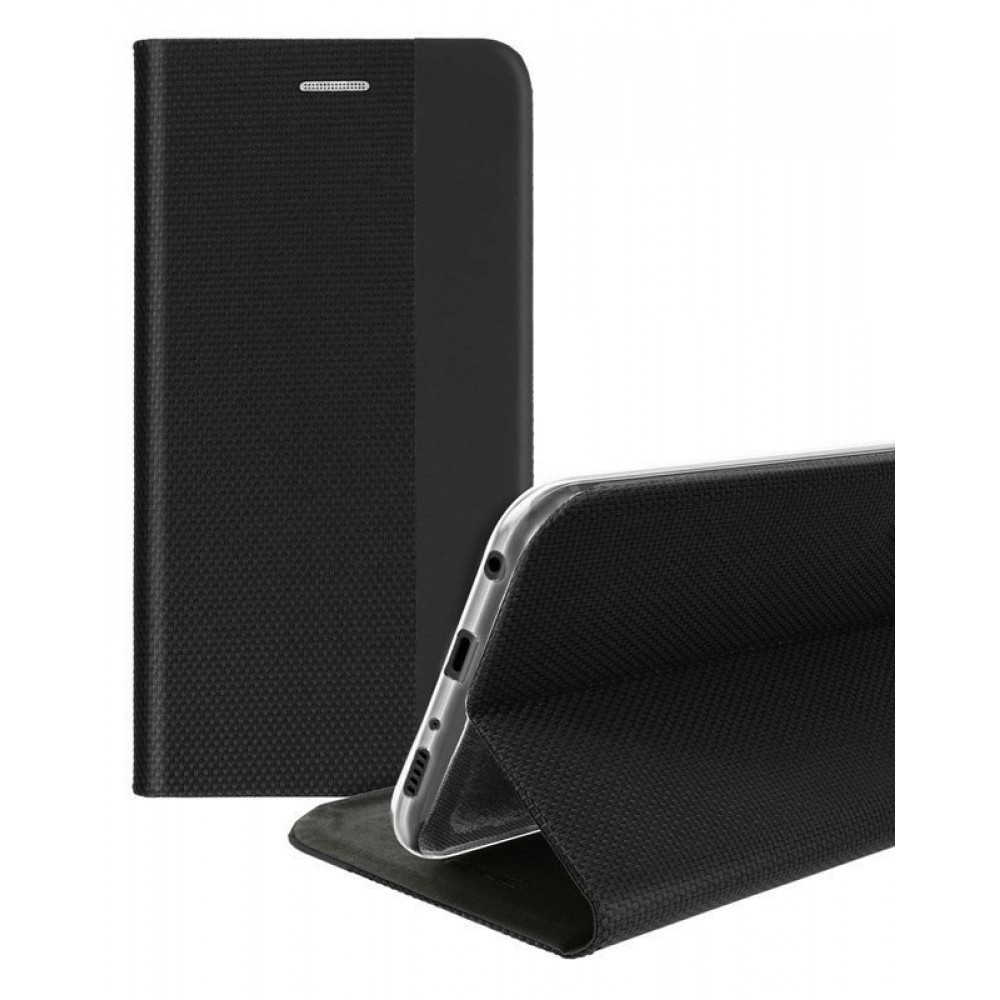 Husă carte cu material pentru Samsung Galaxy S20 Plus Neagră