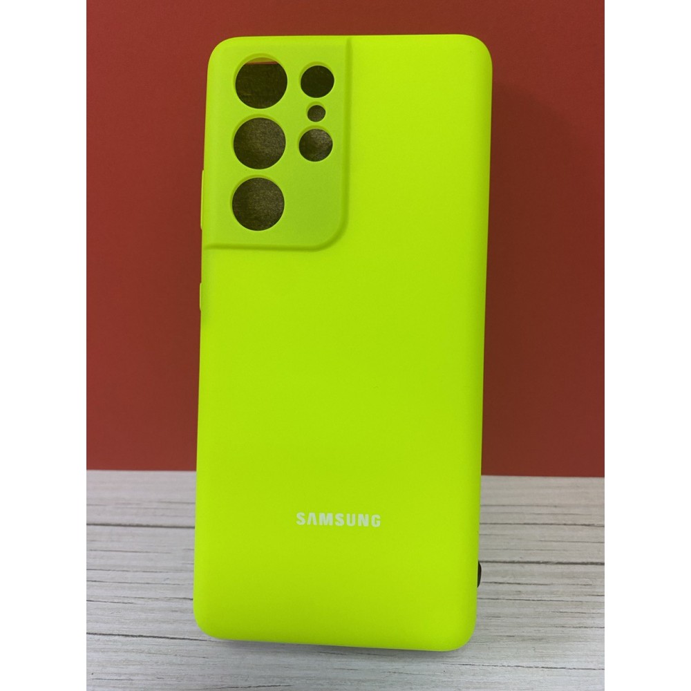 Husa spate cu logo pentru Samsung Galaxy S21 Ultra Galbenă