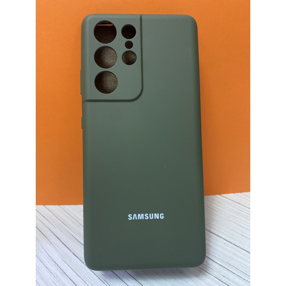 Husa spate cu logo pentru Samsung Galaxy S21 Ultra Verde-închis