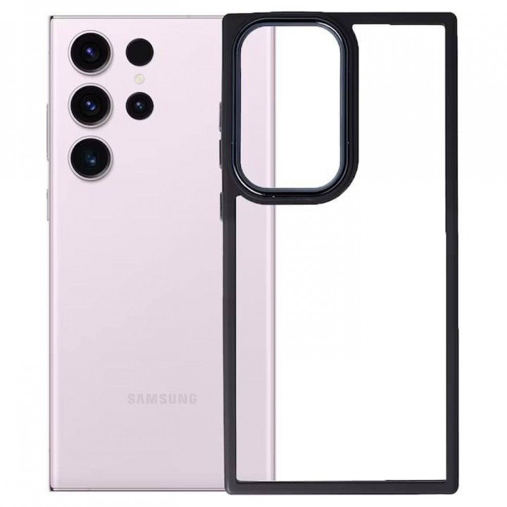 Husa Din Silicon Policarbonată Transparentă Samsung Galaxy S22 Ultra Neagra