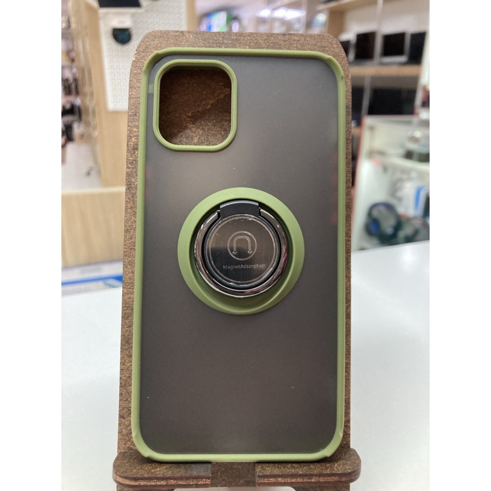 Husă de protecție Techsuit Glinth cu inel compatibil cu iPhone 12 Mini Verde-închis