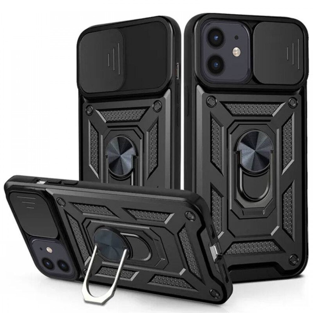 Husa de protecție cu suport magnetic pentru iPhone 12 Neagră