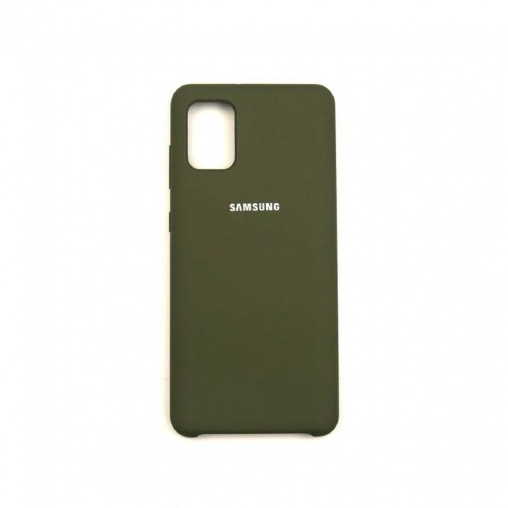 Husa spate cu logo pentru Samsung Galaxy A71 Verde-închis