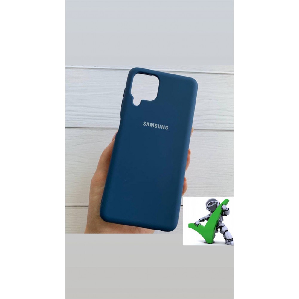 Husa spate cu logo pentru Samsung Galaxy A12 Albastră