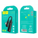 Adapter Hoco LS19 Type-C 2-in-1 Audio negru