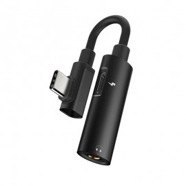 Adapter Hoco LS19 Type-C 2-in-1 Audio negru