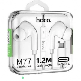 Căști Hoco M77 cu fir și tehnologie vacuum, culoare albă