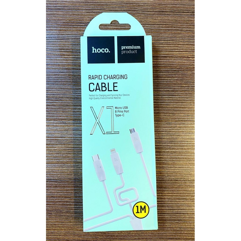 Cablu USB 3in1 Hoco X1 micro, tip-c, fulger