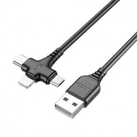 Cablu de încărcare Hoco 3 în 1 USB-A la USB-C, Lightning și Micro-USB