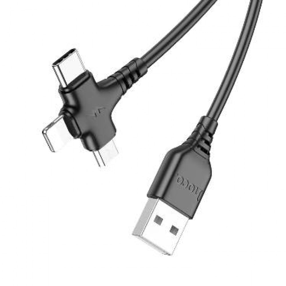 Cablu de încărcare Hoco 3 în 1 USB-A la USB-C, Lightning și Micro-USB