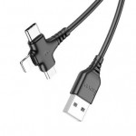 Cablu de încărcare Hoco 3 în 1 USB-A la USB-C, Lightning și Micro-USB