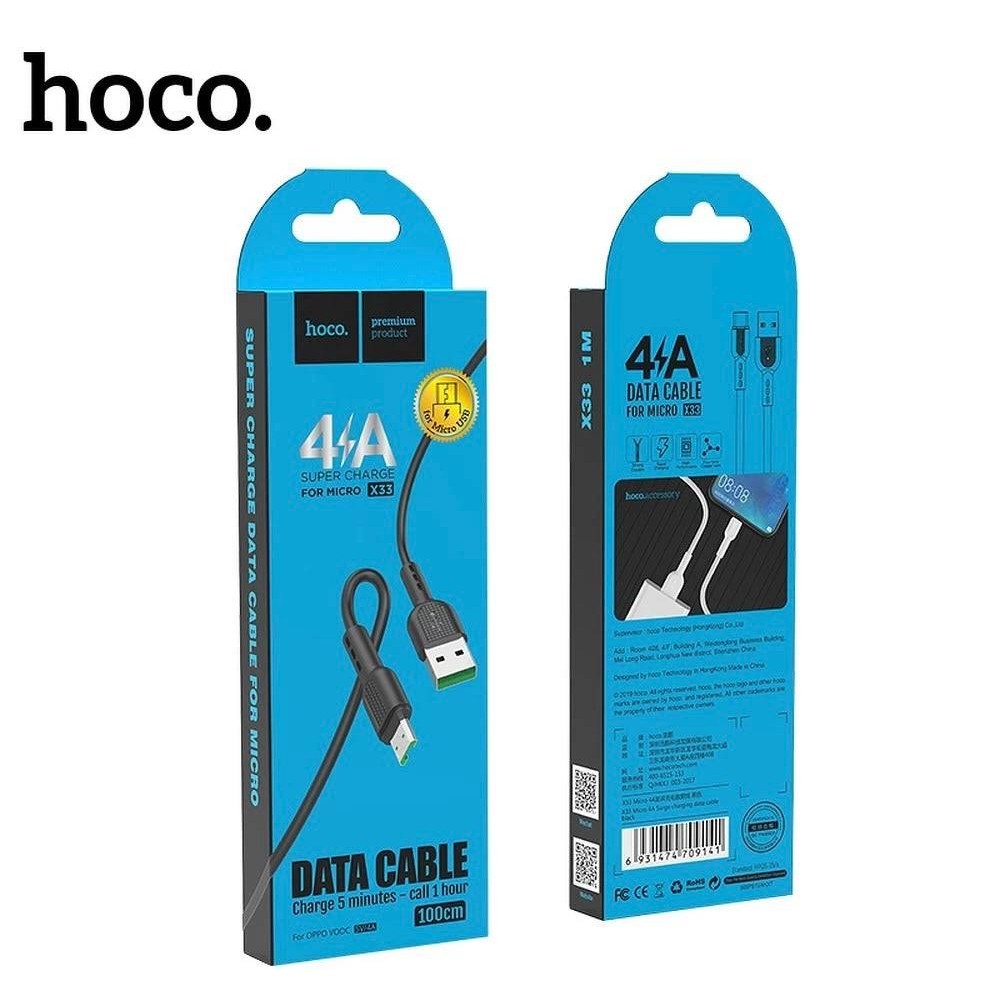 Cablu USB la Micro USB HOCO X33 20W 4A 1m Negru