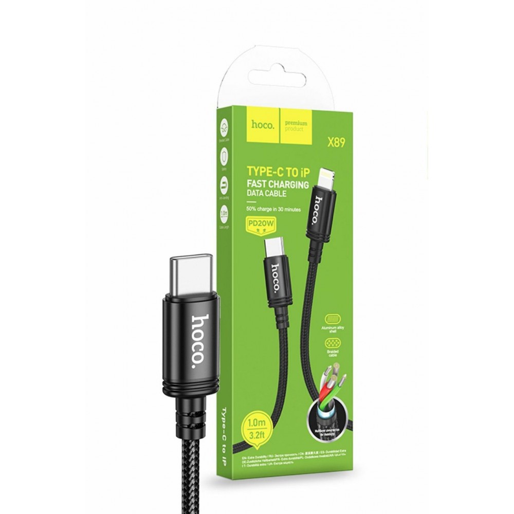 Cablu împletit Hoco PD 20W USB-C la Lightning 1m X89