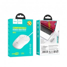 Mouse cu fir Hoco GM13 Estiem alb, compatibil Laptop și PC