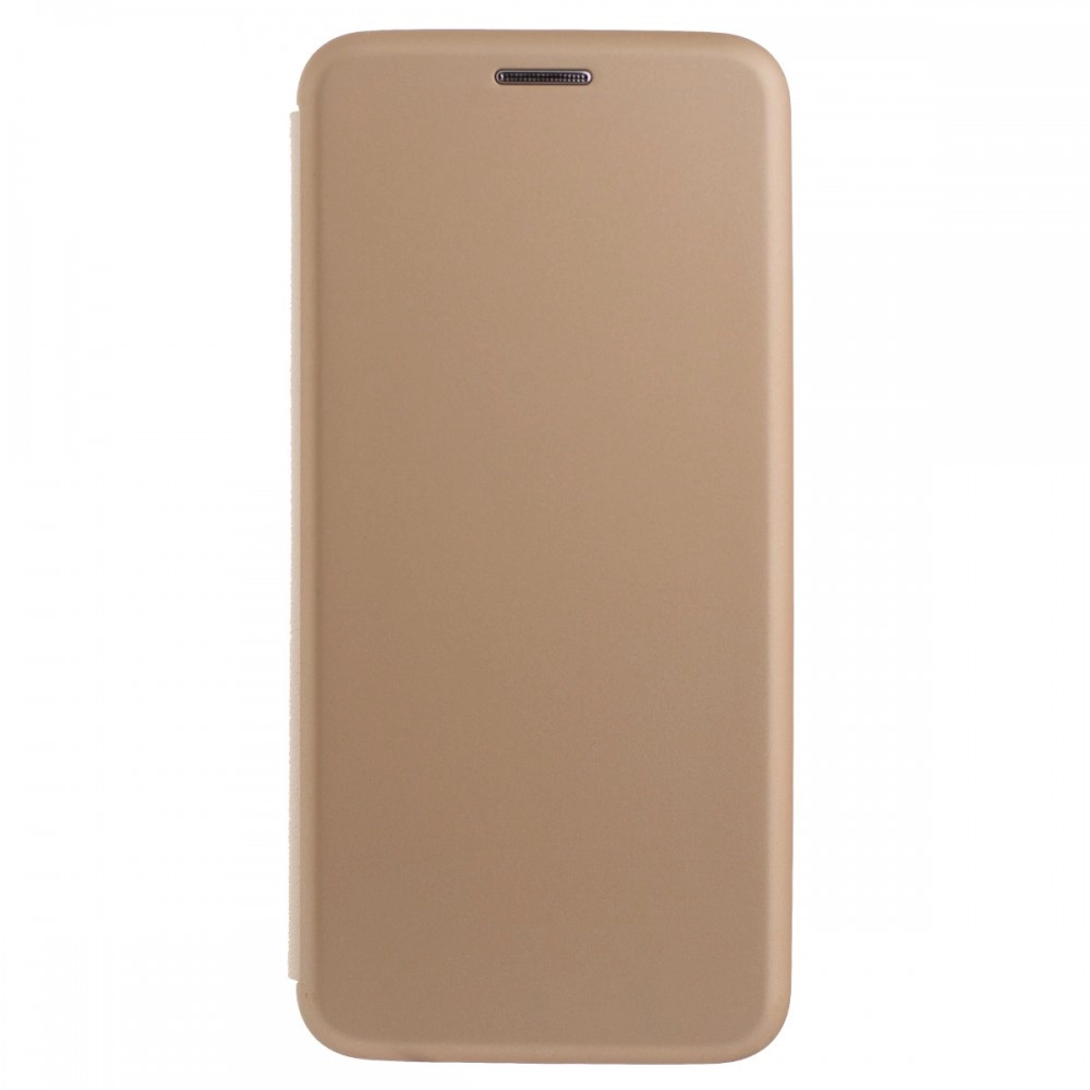 Husă flip aurie pentru iPhone X din silicon și piele ecologică