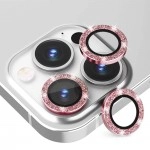 Set sticlă protecție obiectiv iPhone 14 Pro sclipici roz